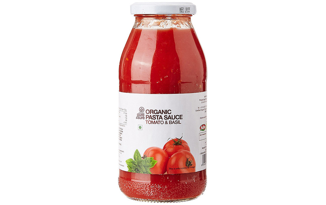 Pure Sure Organic Pasta Sauce Tomato Basil Glass Bottle 500